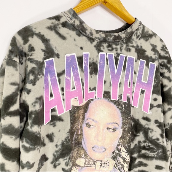 Official AALIYAH Vintage Marbled Tie Dye Sweatshirt - Sz Medium (M) - Picture 4 of 13